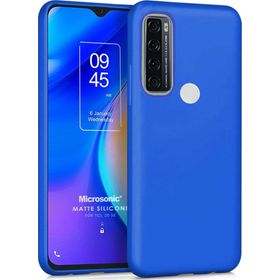 Microsonic Matte Silicone TCL 20 SE Mavi Cep Telefonu Kılıfı