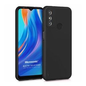 Microsonic Matte Silicone Tecno Spark 6 Go Siyah Kılıf