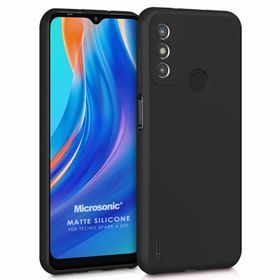 Microsonic Matte Silicone Tecno Spark 6 Go Siyah Kılıf