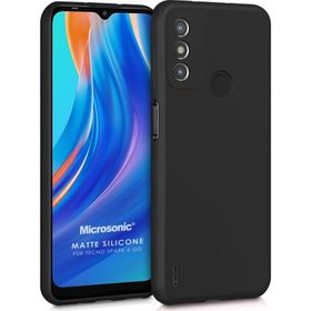 Microsonic Matte Silicone Tecno Spark 6 Go Siyah Kılıf