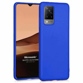 Microsonic Matte Silicone Vivo V21 Mavi Cep Telefonu Kılıfı