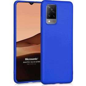 Microsonic Matte Silicone Vivo V21 Mavi Cep Telefonu Kılıfı