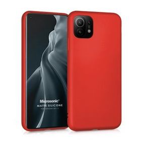 Microsonic Matte Silicone Xiaomi Mi 11 Kırmızı Cep Telefonu Kılıfı