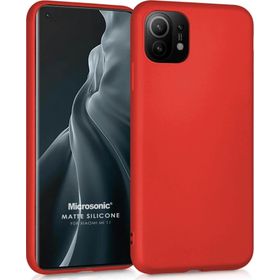 Microsonic Matte Silicone Xiaomi Mi 11 Kırmızı Cep Telefonu Kılıfı