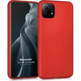 Microsonic Matte Silicone Xiaomi Mi 11 Kırmızı Cep Telefonu Kılıfı