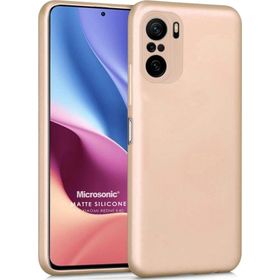 Microsonic Matte Silicone Xiaomi Poco F3 Kılıf Gold Cep Telefonu Kılıfı