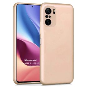 Microsonic Matte Silicone Xiaomi Poco F3 Kılıf Gold Cep Telefonu Kılıfı