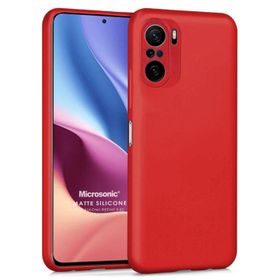 Microsonic Matte Silicone Xiaomi Poco F3 Kırmızı Cep Telefonu Kılıfı