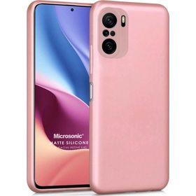 Microsonic Matte Silicone Xiaomi Poco F3 Rose Gold Cep Telefonu Kılıfı