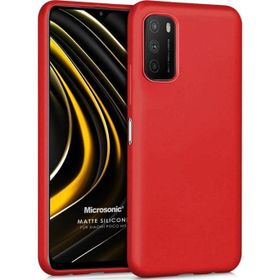 Microsonic Matte Silicone Xiaomi Poco M3 Kırmızı Cep Telefonu Kılıfı