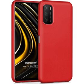 Microsonic Matte Silicone Xiaomi Poco M3 Kırmızı Cep Telefonu Kılıfı