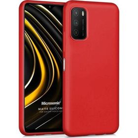 Microsonic Matte Silicone Xiaomi Poco M3 Kırmızı Cep Telefonu Kılıfı