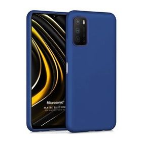 Microsonic Matte Silicone Xiaomi Poco M3 Lacivert Cep Telefonu Kılıfı