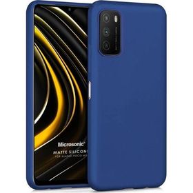 Microsonic Matte Silicone Xiaomi Poco M3 Lacivert Cep Telefonu Kılıfı