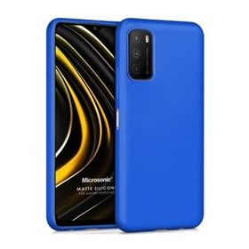 Microsonic Matte Silicone Xiaomi Poco M3 Mavi Cep Telefonu Kılıfı