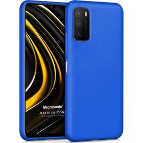 Microsonic Matte Silicone Xiaomi Poco M3 Mavi Cep Telefonu Kılıfı
