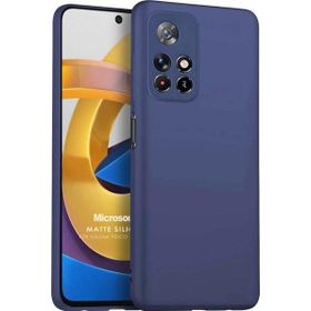 Microsonic Matte Silicone Xiaomi Poco M4 Pro Lacivert Cep Telefonu Kılıfı