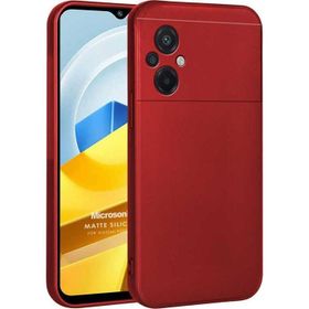 Microsonic Matte Silicone Xiaomi Poco M5 Kırmızı Cep Telefonu Kılıfı