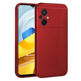 Microsonic Matte Silicone Xiaomi Poco M5 Kırmızı Cep Telefonu Kılıfı