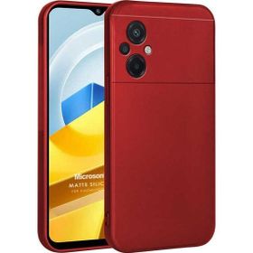 Microsonic Matte Silicone Xiaomi Poco M5 Kırmızı Cep Telefonu Kılıfı