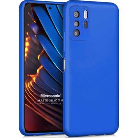 Microsonic Matte Silicone Xiaomi Poco X3 GT Mavi Cep Telefonu Kılıfı