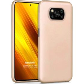 Microsonic Matte Silicone Xiaomi Poco X3 NFC Gold Cep Telefonu Kılıfı