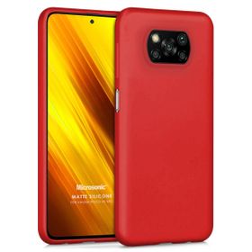 Microsonic Matte Silicone Xiaomi Poco X3 NFC Kırmızı Cep Telefonu Kılıfı