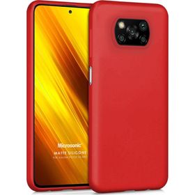 Microsonic Matte Silicone Xiaomi Poco X3 NFC Kırmızı Cep Telefonu Kılıfı