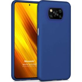Microsonic Matte Silicone Xiaomi Poco X3 NFC Lacivert Cep Telefonu Kılıfı