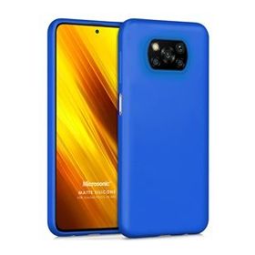 Microsonic Matte Silicone Xiaomi Poco X3 Pro Mavi Cep Telefonu Kılıfı
