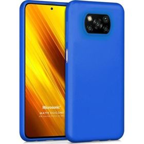 Microsonic Matte Silicone Xiaomi Poco X3 Pro Mavi Cep Telefonu Kılıfı