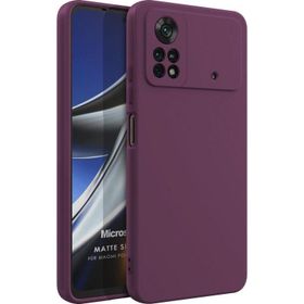 Microsonic Matte Silicone Xiaomi Poco X4 Pro 5G Mor Cep Telefonu Kılıfı