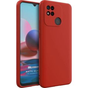 Microsonic Matte Silicone Xiaomi Redmi 10A Kırmızı Cep Telefonu Kılıfı