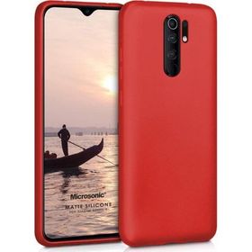 Microsonic Matte Silicone Xiaomi Redmi 9 Kırmızı Cep Telefonu Kılıfı