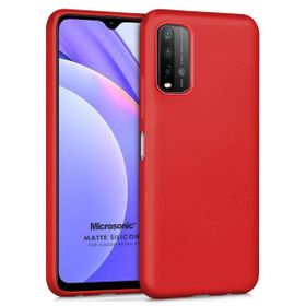 Microsonic Matte Silicone Xiaomi Redmi 9T Kırmızı Cep Telefonu Kılıfı