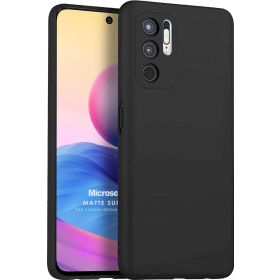Microsonic Matte Silicone Xiaomi Redmi Note 10 5G Siyah Cep Telefonu Kılıfı