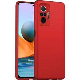 Microsonic Matte Silicone Xiaomi Redmi Note 10 Pro Kırmızı Cep Telefonu Kılıfı