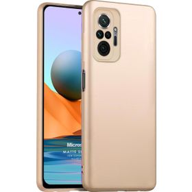Microsonic Matte Silicone Xiaomi Redmi Note 10 Pro Max Gold Cep Telefonu Kılıfı