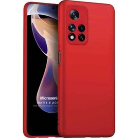 Microsonic Matte Silicone Xiaomi Redmi Note 11 Pro Plus Kırmızı Cep Telefonu Kılıfı