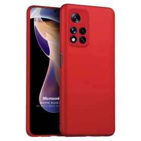 Microsonic Matte Silicone Xiaomi Redmi Note 11 Pro Plus Kırmızı Cep Telefonu Kılıfı