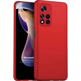 Microsonic Matte Silicone Xiaomi Redmi Note 11 Pro Plus Kırmızı Cep Telefonu Kılıfı