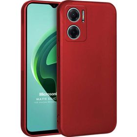 Microsonic Matte Silicone Xiaomi Redmi Note 11E Kırmızı Cep Telefonu Kılıfı