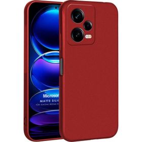 Microsonic Matte Silicone Xiaomi Redmi Note 12 Pro Kırmızı Cep Telefonu Kılıfı