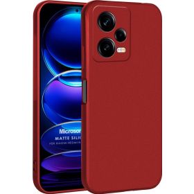 Microsonic Matte Silicone Xiaomi Redmi Note 12 Pro Kırmızı Cep Telefonu Kılıfı