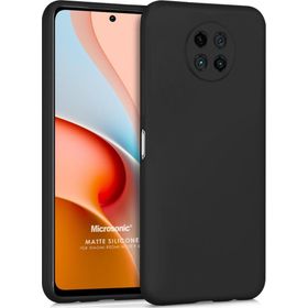 Microsonic Matte Silicone Xiaomi Redmi Note 9 5G Siyah Cep Telefonu Kılıfı