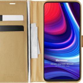 Microsonic Omix X300 Delux Leather Wallet Gold Cep Telefonu Kılıfı