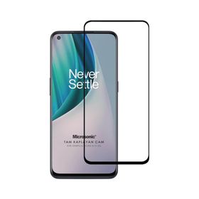 Microsonic One Plus Nord N10 5G Tam Kaplayan Temperli Siyah Cam Ekran Koruyucu