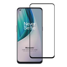 Microsonic One Plus Nord N10 5G Tam Kaplayan Temperli Siyah Cam Ekran Koruyucu