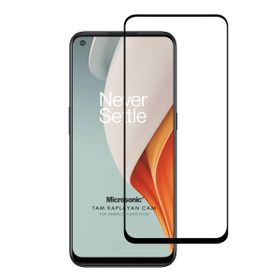 Microsonic One Plus Nord N100 Tam Kaplayan Temperli Siyah Cam Ekran Koruyucu