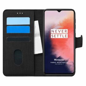 Microsonic Oneplus 7T Fabric Book Wallet Siyah Kılıf